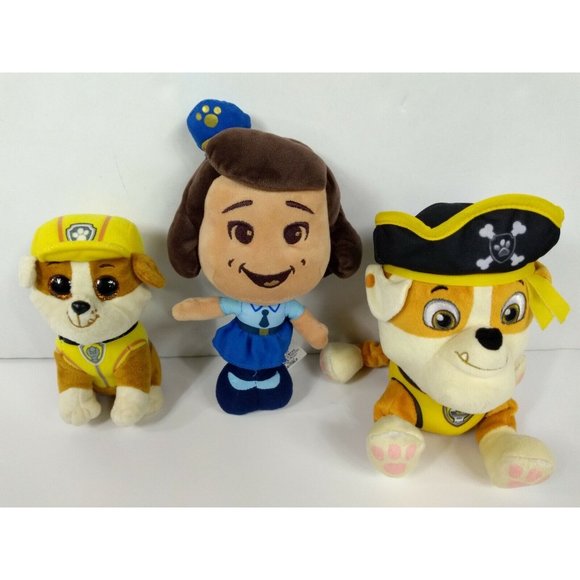 PAW PATROL Rubble 7" Pirate + 6" Worker Rubble+ 9" Police Girl Stuffed Plush Toy - Picture 1 of 12
